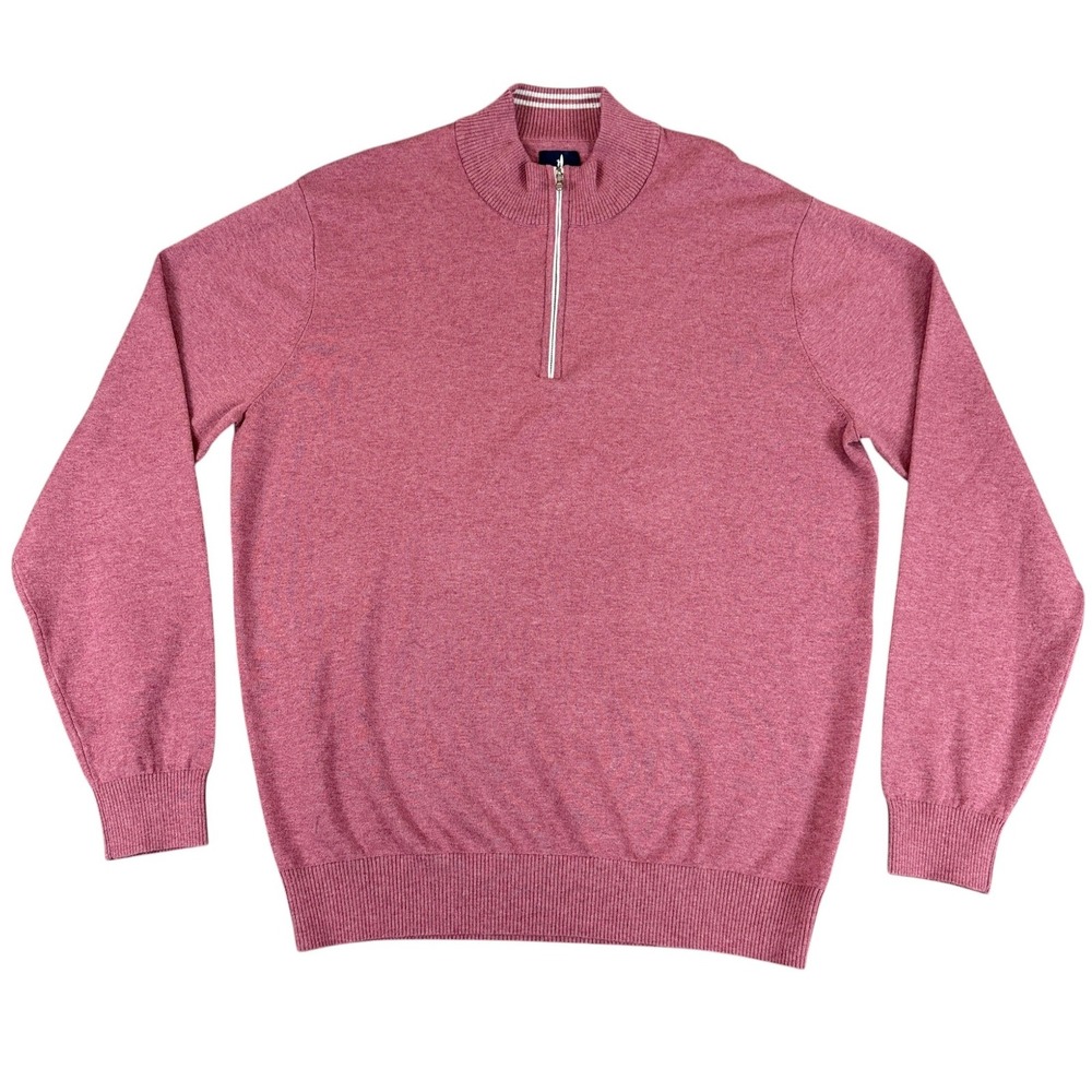 Johnnie-O Quarter Zip Pullover Mens Medium Rose Pink Cotton Silk Lyocell Sweater